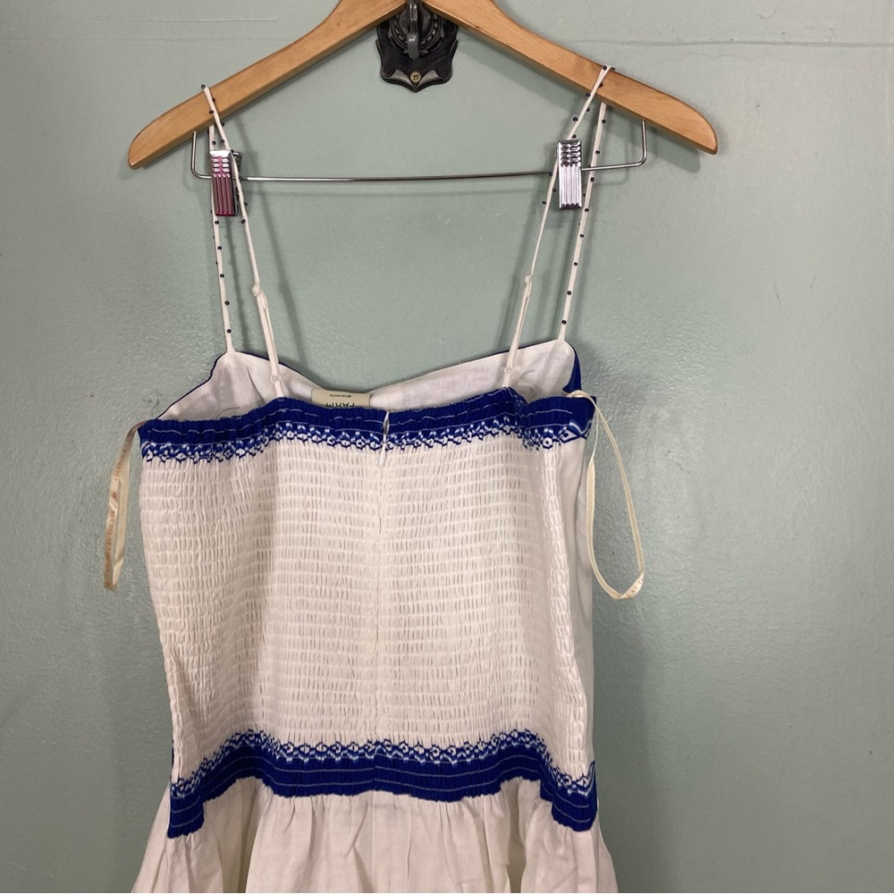 FARM Rio Shell Garden Off White Sleeveless Midi Dress White Blue Floral Linen XL - Picture 7 of 7